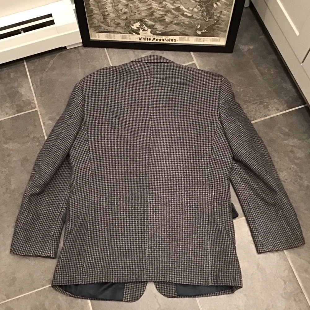 Vintage Houndstooth Silk Blazer Checkered Suit Jacket Plaid Sports Coat 42R - Picture 5 of 16